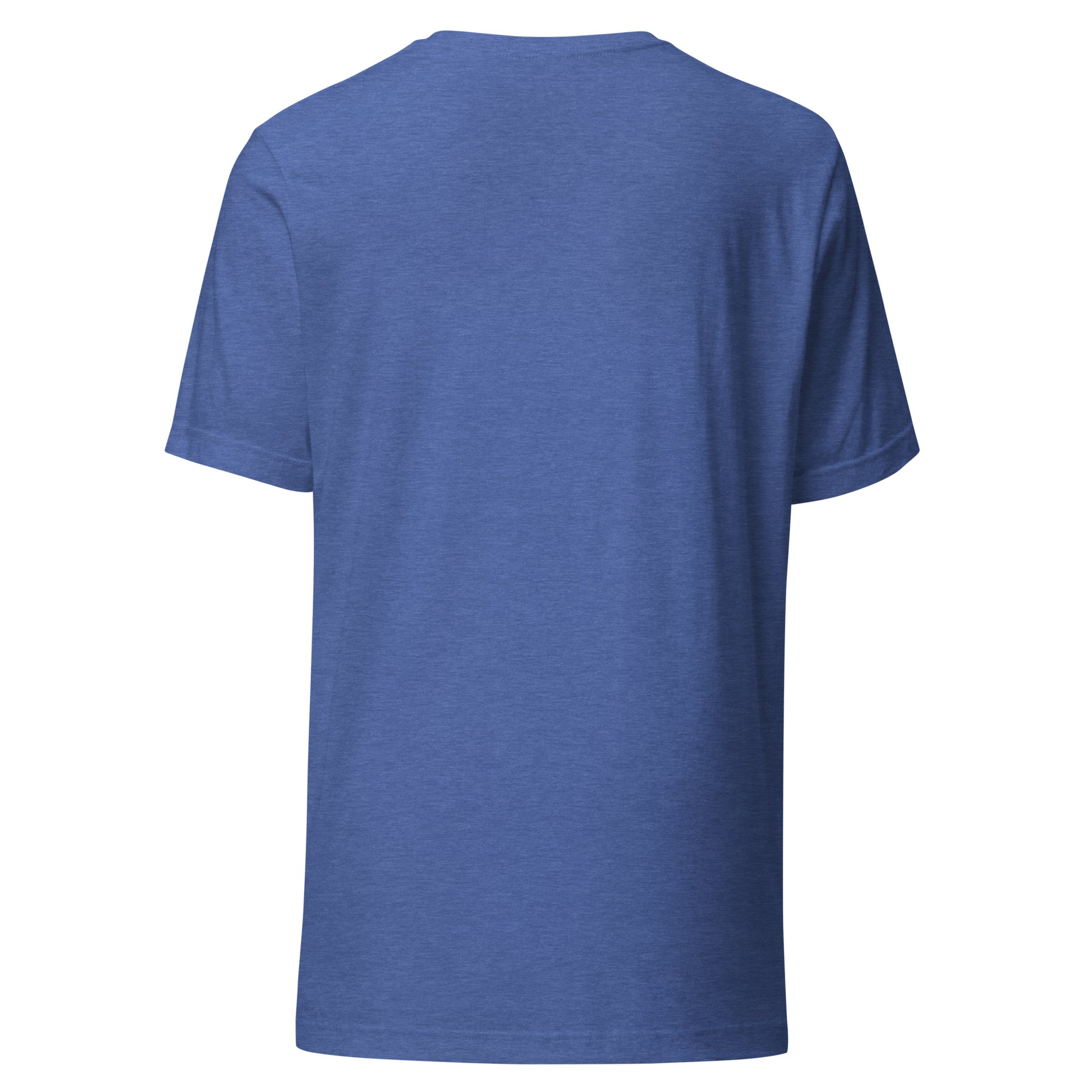 Back view of a blue Unisex t-shirt, made from premium soft cotton for ultimate comfort and style.