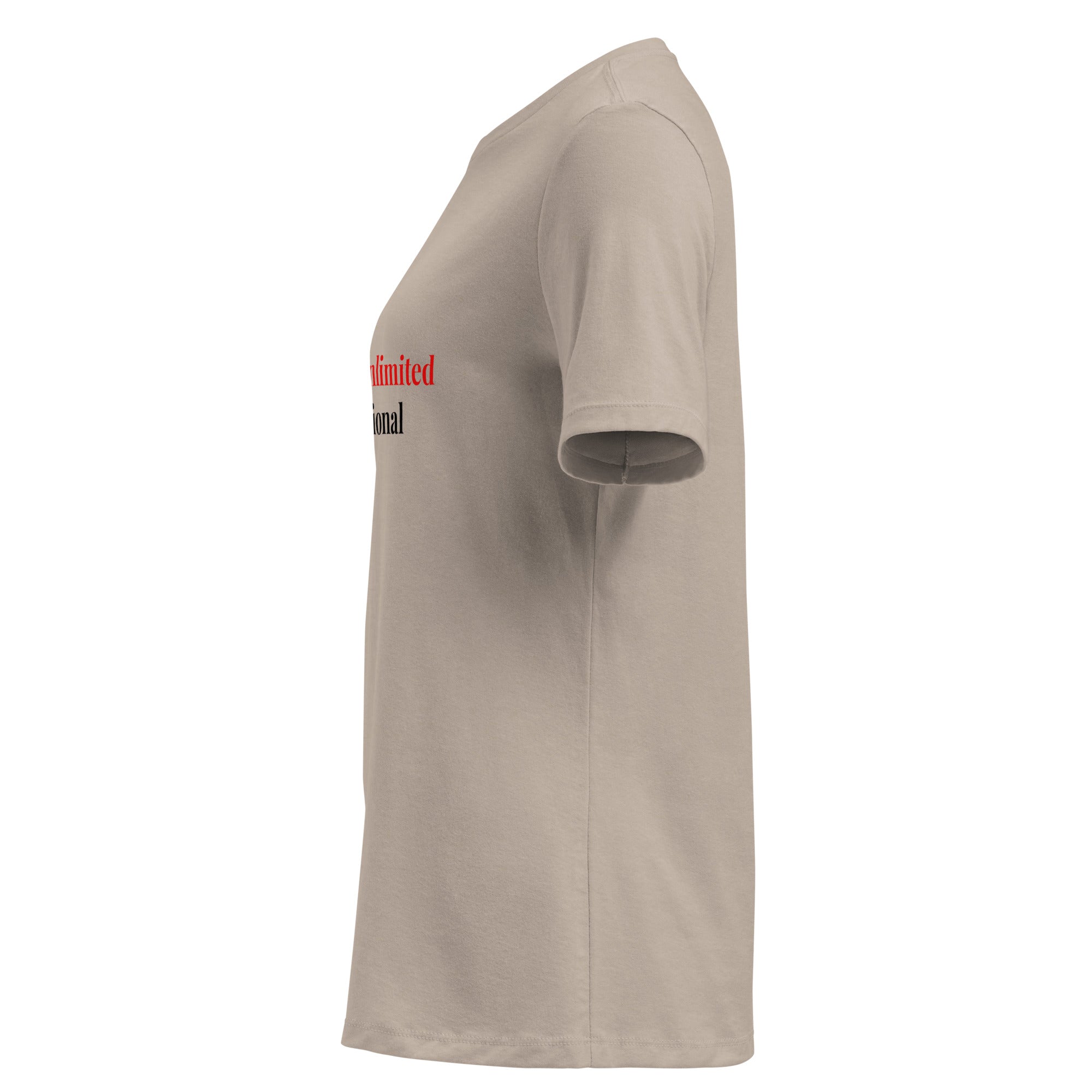 Women's Premium Relaxed Fit Cotton T-Shirt in side view, showcasing its comfortable, casual style.